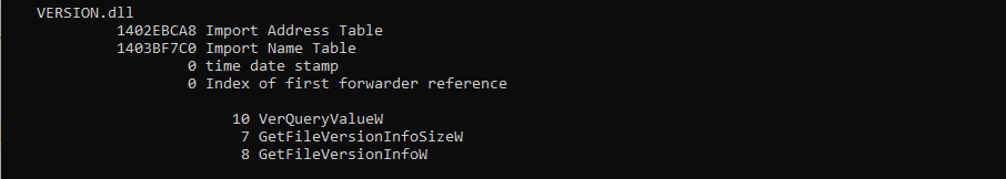version.dll imports